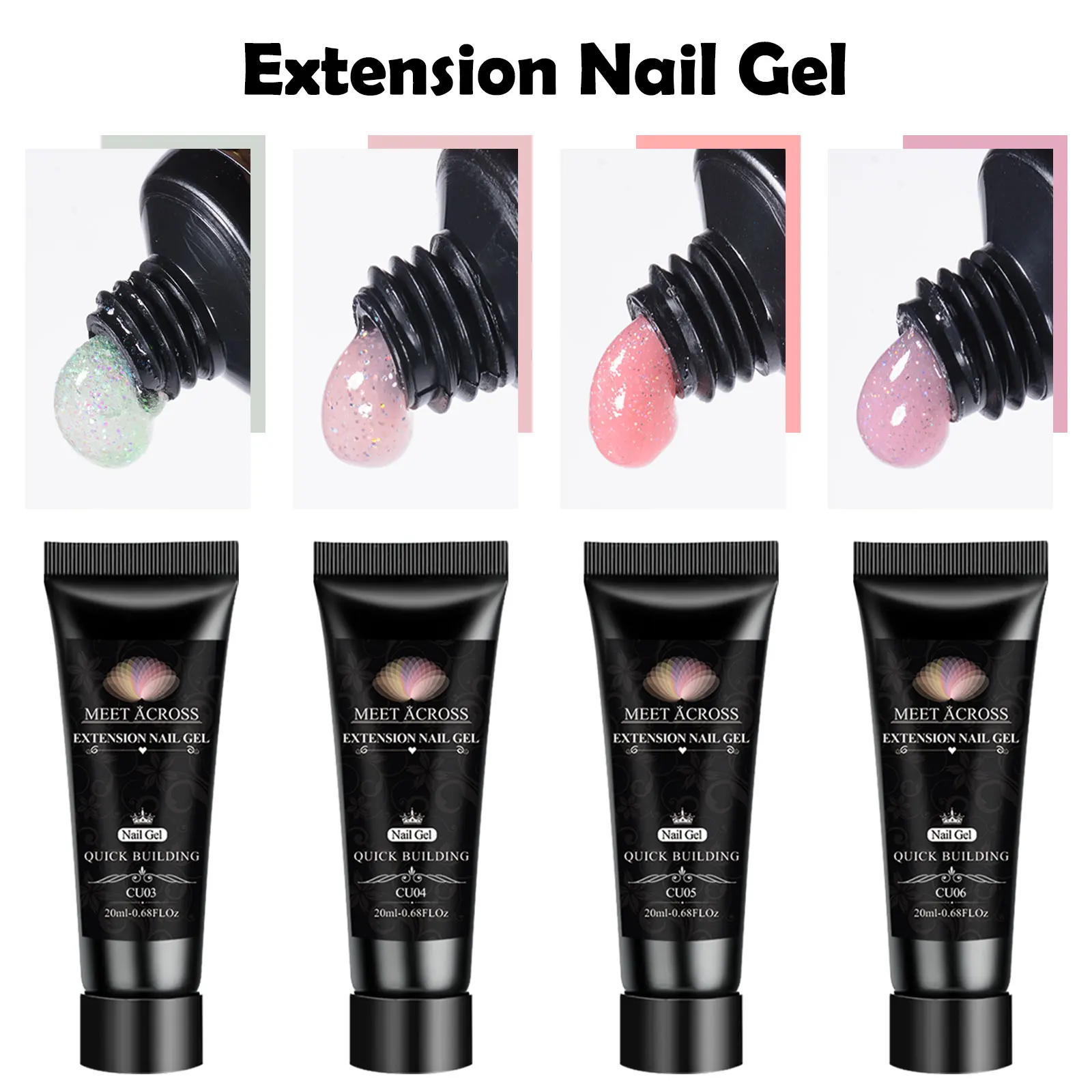 طقم جل تمديد أظافر أكريليك مكون من 12 قطعة، معطف علوي أساسي، حل منزلق وأدوات أظافر تحتوي على، طلاء نقع بالأشعة فوق البنفسجية LED للتقليم #3