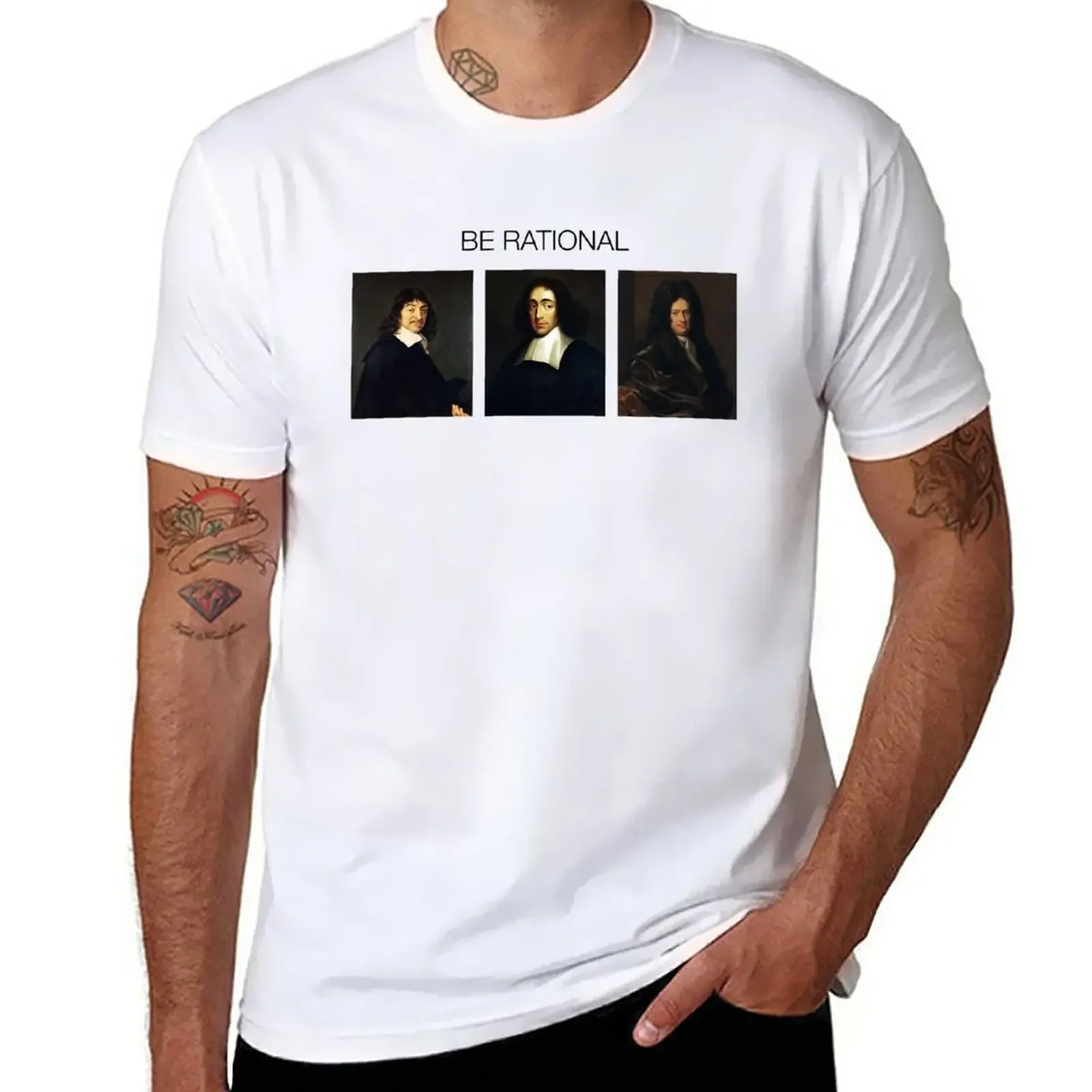 Be rational - Descartes Spinoza Leibniz T-Shirt plain summer tops summer top T-shirt men