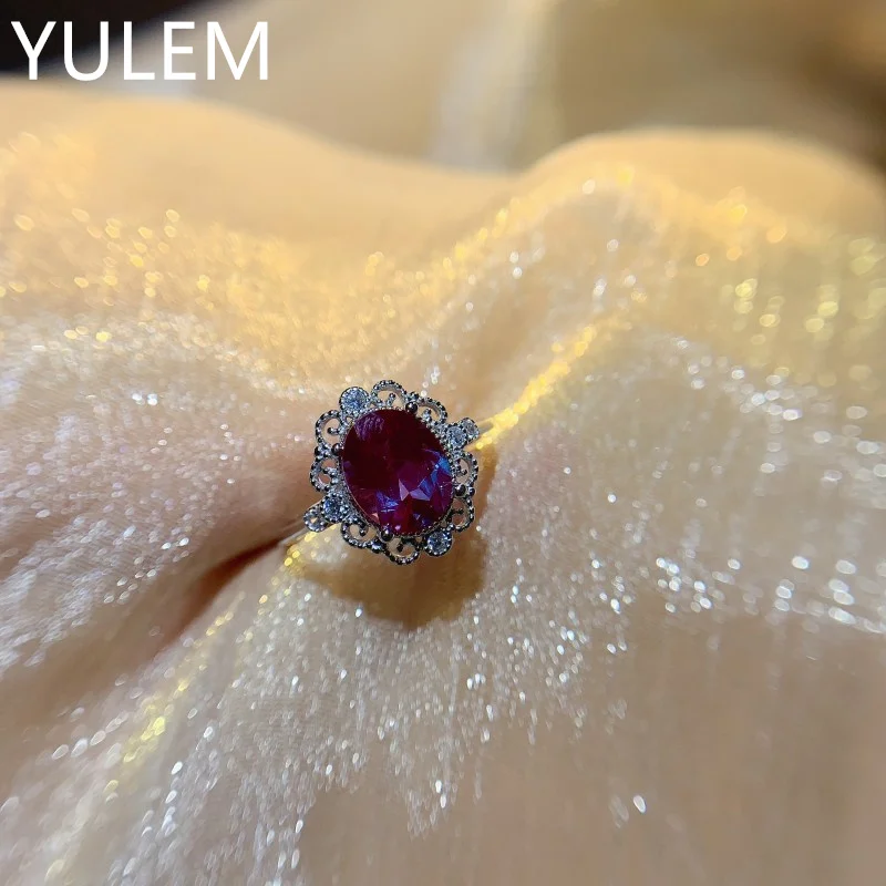 Oval 7x9mm Alexandrite Rings for Women Solid 925 Sterling Silver Color Changing June Birthday Gemstone Engagement Gifts