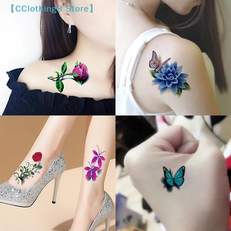 20 Sheets Waterproof Temporary Flower Butterfly Tattoo Stickers Women Art Sexy Removable Men Body Sticker Long-Lasting【AliS8】
