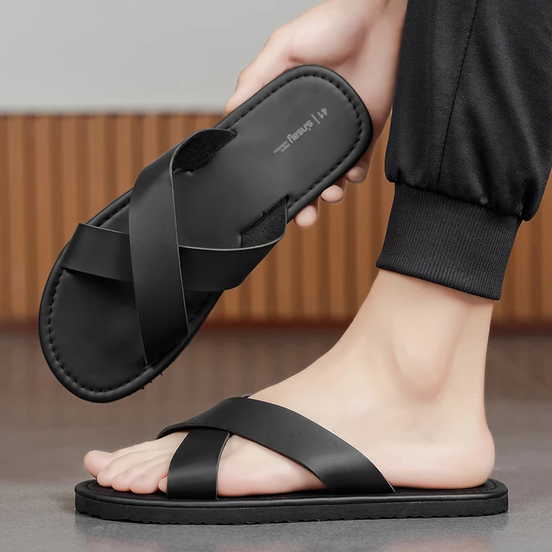 

Summer Indoor Men Home Slippers Shower Shoes Outdoor Non-slip Man Beach Shoes Fashion Breathable Lightweight Casual Shoes