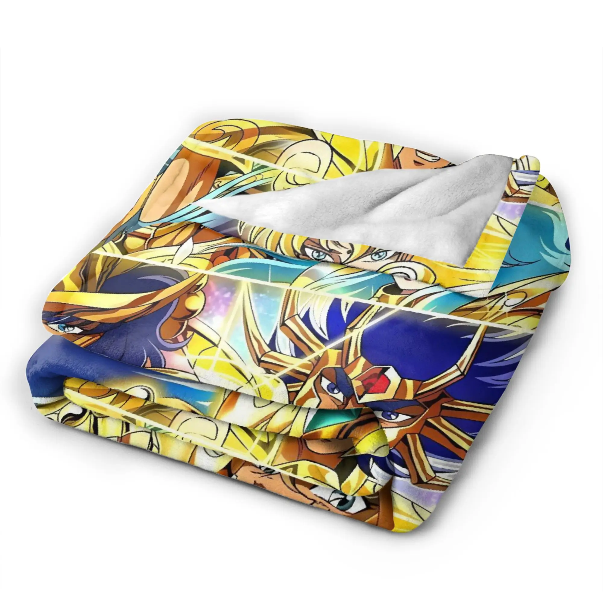 Anime Sainting-Seiyas Gold Saint Cartoon Flannel Blankets Warm Soft Bedding Throws for Couch Bed Bedspread Sofa Bed Cover