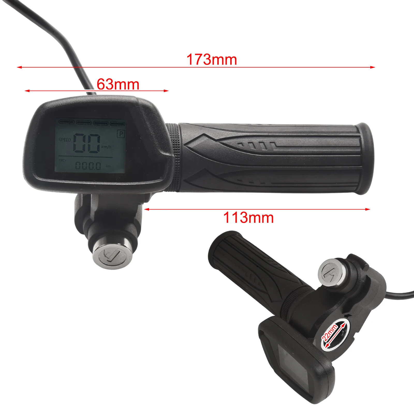 

5pin Hall Throttle 48V Scooter Throttle Voltage Display 22mm Installation Diameter Battery Level Display ABS Material