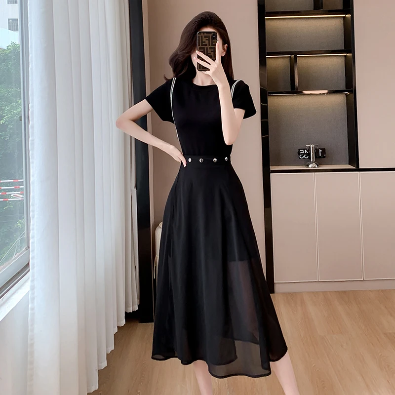 Ensemble dr ort Sve pour femmes, t-shirt et jupe Me, deux pièces en Fiber de Polyester, couleur Pure, nouvelle collection été 2024