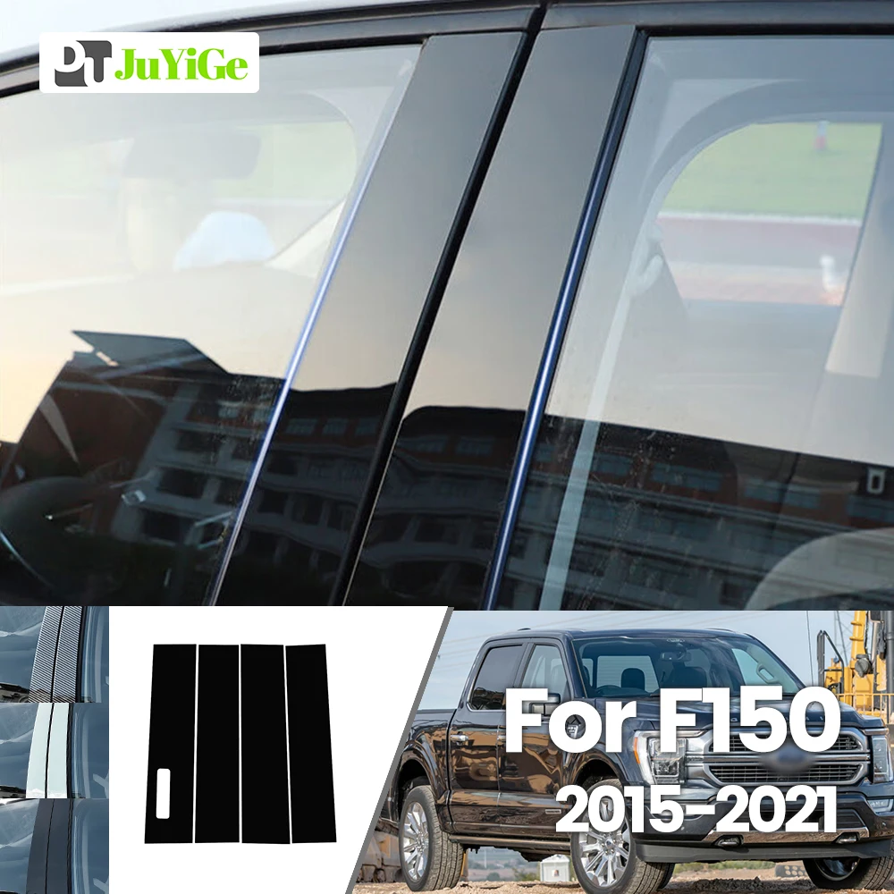 

For Ford F150 2015-2021 2016 2017 2018 2019 2020 Bright Black Carbon Fibre Window Door B C Sticker