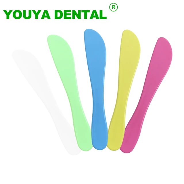 10 sztuk Dental plastikowa szpatułka proszek cementowy/materiał formy nóż do mieszania gips mikser szpatułka wybielanie zębów laboratorium stomatologiczne produkt