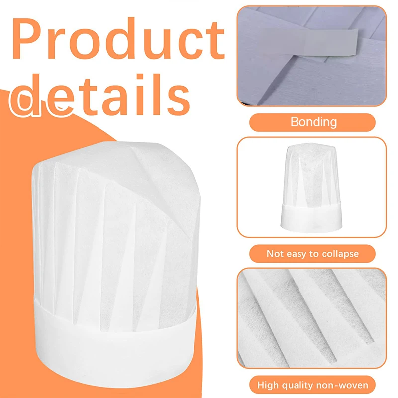 Casquettes de Chef jetables pour enfants, 10 pièces, chapeau de cuisine pour filles, Non tissé, respirant, pour jeu de rôle de la maternelle