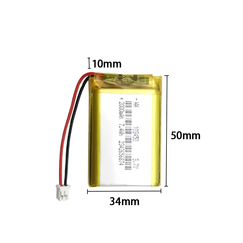 Batterie au lithium polymère pour navigateur GPS, haut-parleur Bluetooth MP5, appareil photo E-Ple, 103450 V, 3.7 mAh, 2000