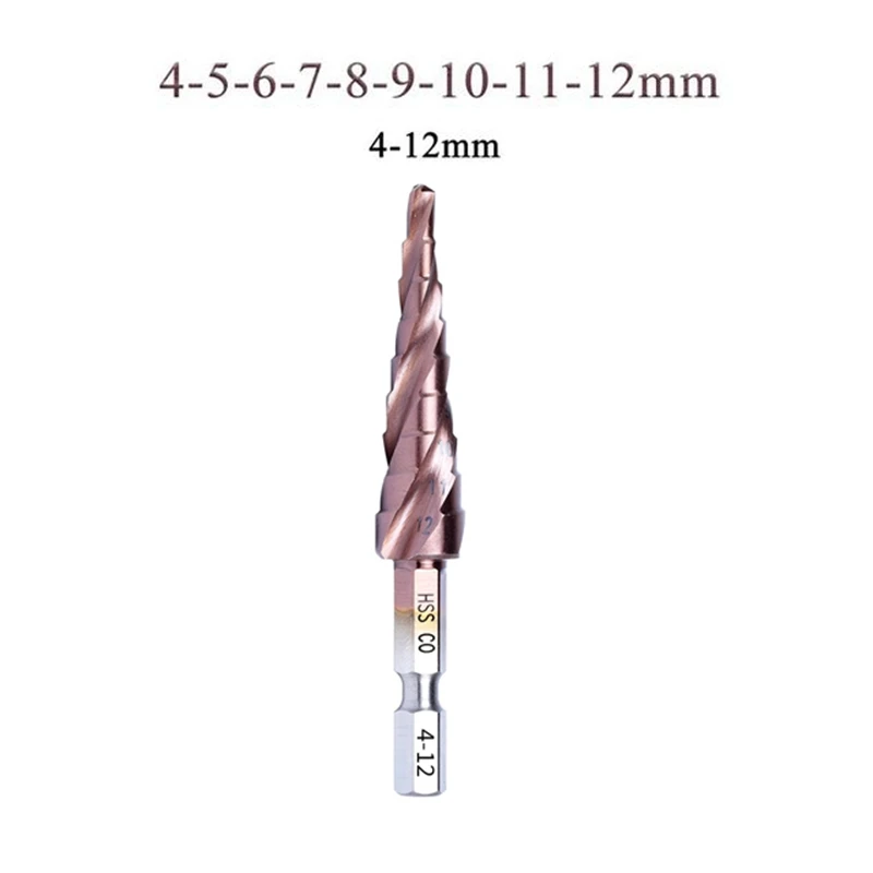 New 3Pcs M35 Cobalt HSS Step Drill Bit HSS High-Speed Steel Cone Hex Shank Metal Drill Bits Tool Set 4-12Mm 4-20Mm 4-32Mm