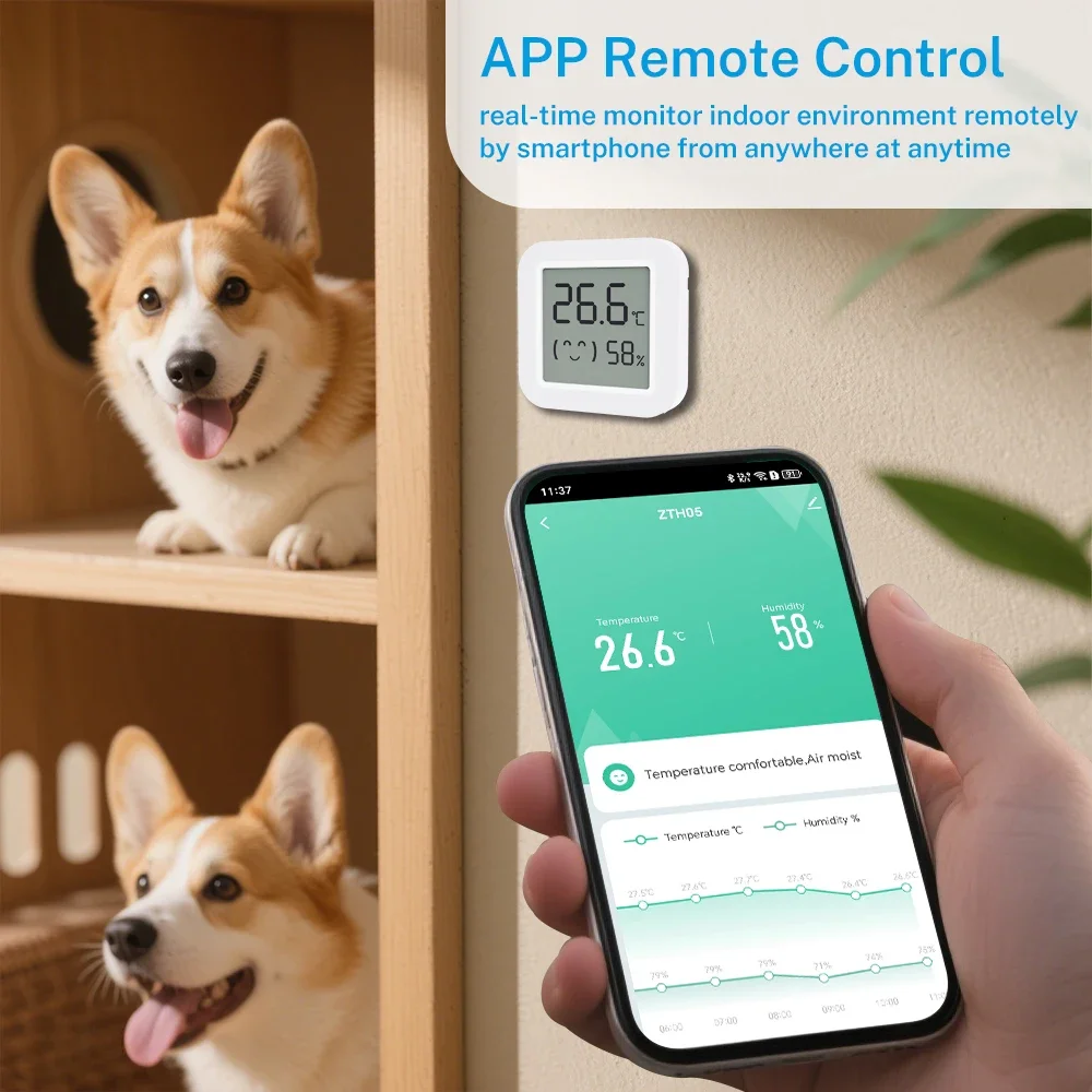 تويا زيجبي مستشعر درجة الحرارة والرطوبة مقياس حرارة صغير لأتمتة المنزل الذكي يعمل مع SmartLife Alexa