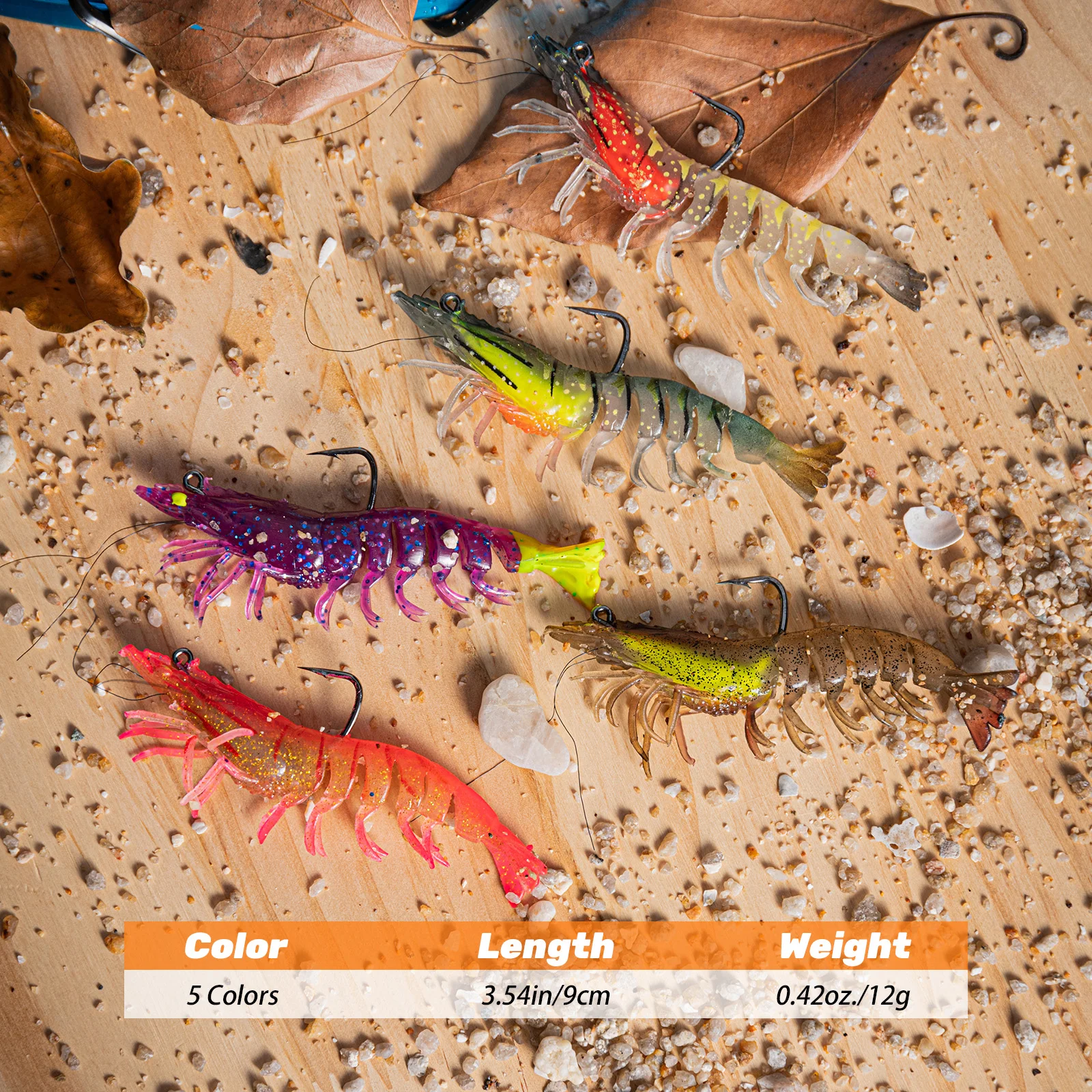 Goture Soft Shrimp Lures Luminous Shrimp Bait Set Fishing Lures with Sharp Hooks for Freshwater Saltwater Trout Bass Salmon