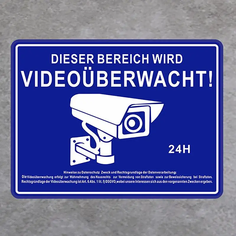 Segnaletica per telecamera di sicurezza Segnale per telecamera di sicurezza esterna Adesivo per osservazione video Avvertimento di sicurezza 24 ore Impermeabile UV