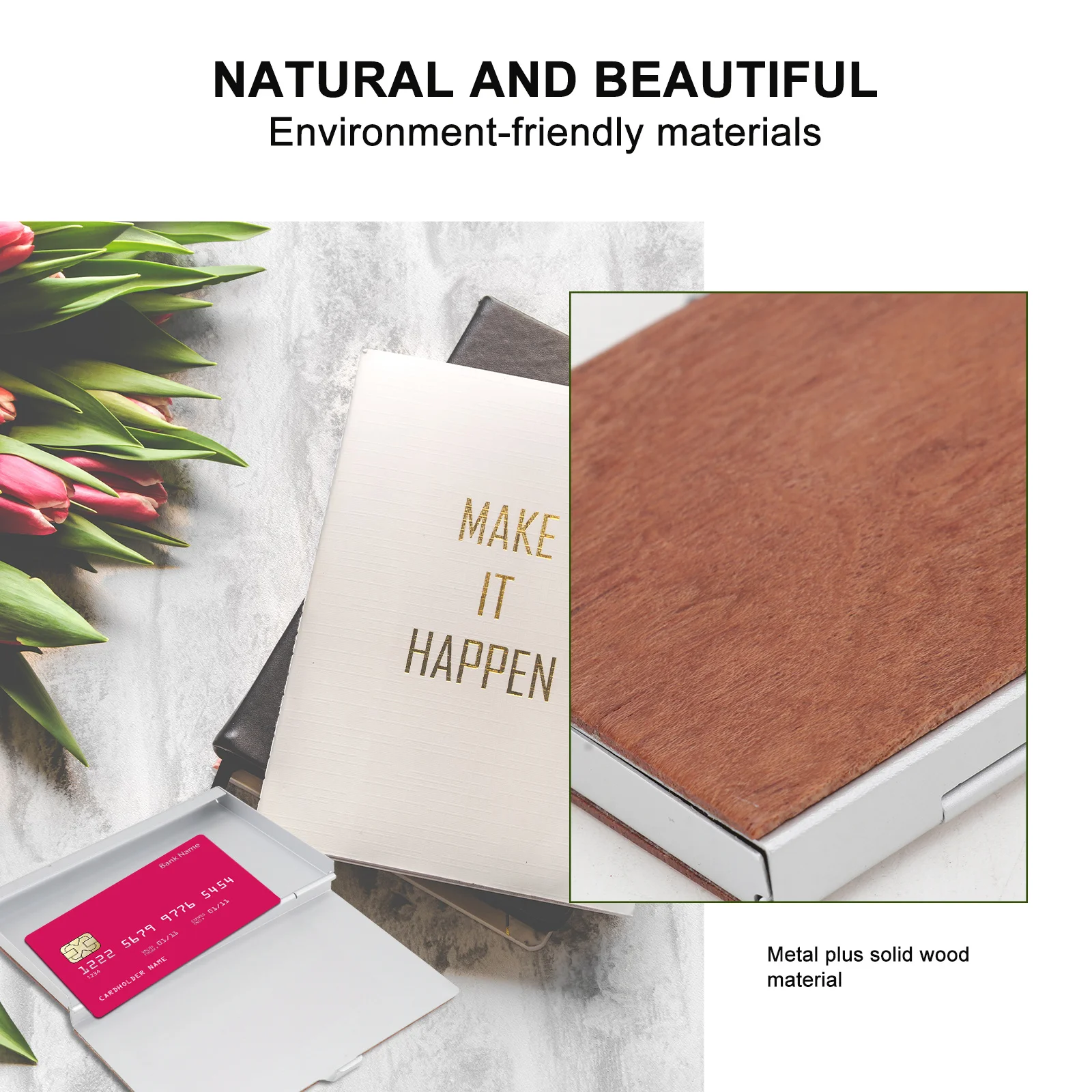 

1Pcs Portable Cards Holder Metal Wooden Name Cards Case Practical Gift Credit Card Storage Box Chic Design Accessories