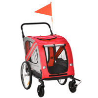 PawHut bicycle trailer dogs with flag doors and 6 red reflectors