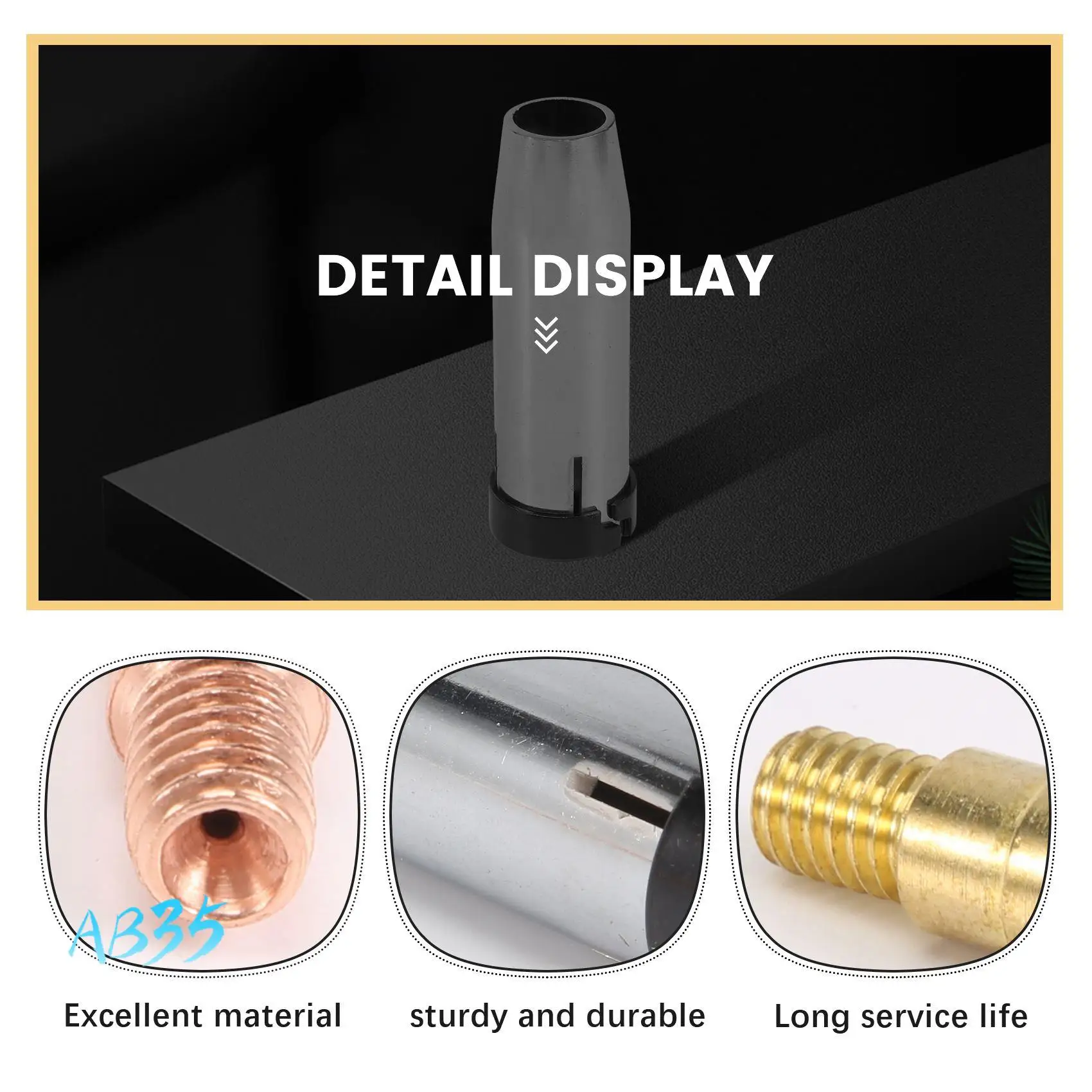 

AB35-Contact Tip Conical Gas Nozzle Tip Holder & 24KD MB24 MIG Welding Torch 59Pcs
