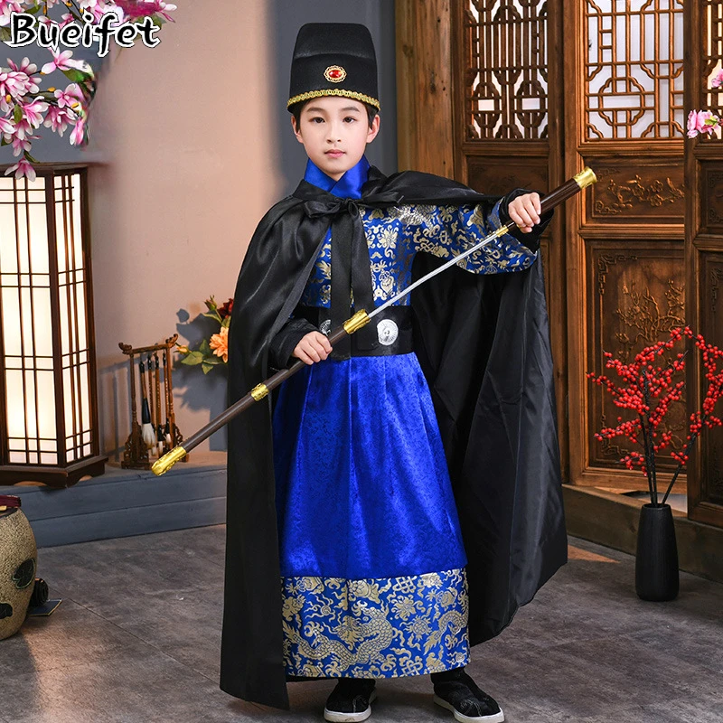 

Детский древний костюм Jinyi Wei Hanfu, платье Тан для мальчиков, древний костюм для телохранителя, рыцарь самурая, вечерние карнавальный костюм