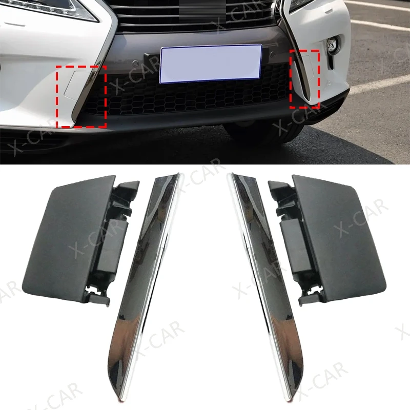 

Front Bumper Chrome Trim Strip Tow Hook Cover Lid Towing Trailer Hauling Eye Cap For Lexus RX270 RX350 RX450H 2013 2014 2015