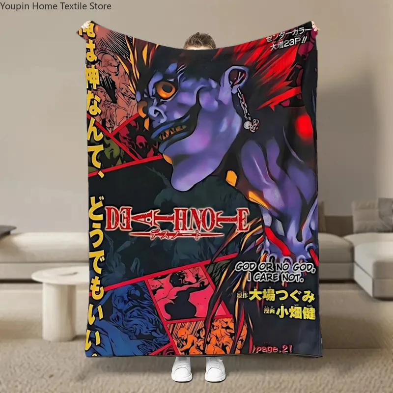 8 Size Aanime-Death-Note Flannel Blanket Fluffy Children and Adults Sofa Plush Bedspread Throw Lunch Blanket for Sofa Bed Gift view 2