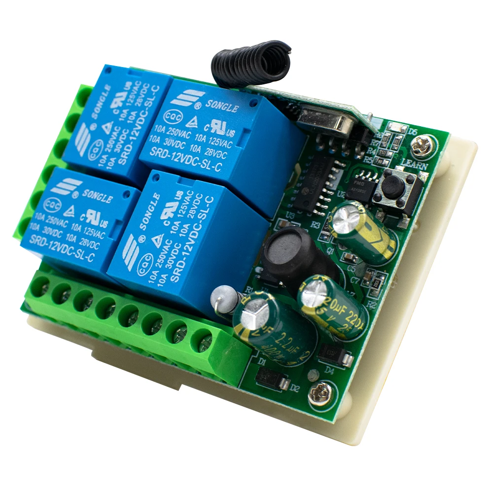 Saklar penerima kendali jarak jauh Universal, 433Mhz 220V 110V untuk lampu, pintu, relai garasi 4CH dan Remote kontrol RF 433MHz