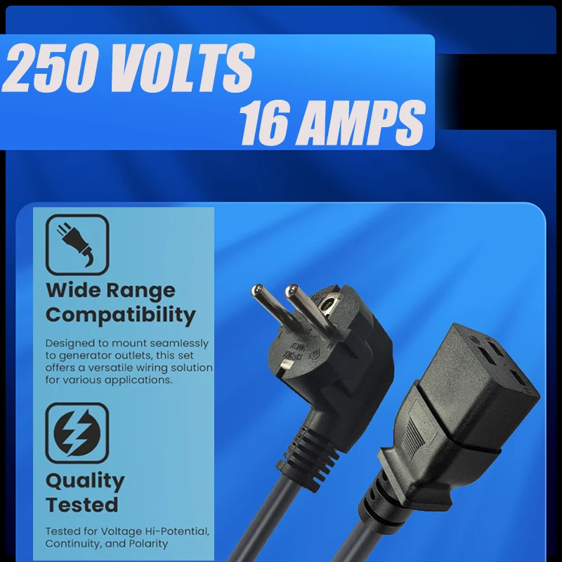 الثقيلة الاتحاد الأوروبي 3-Pin التوصيل إلى IEC C19 سلك الطاقة الاتحاد الأوروبي التيار الكهربائي المكونات إلى IEC320 C19 كابل تمديد الطاقة PSU سلك الطاقة 2X2.5mm2 #3