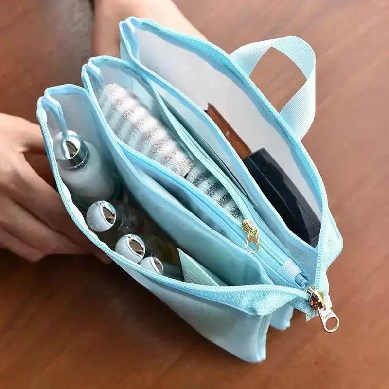 Large Mesh Makeup Skincare Toiletries Lipstick Organizer Bags Travel Washing Bath Clear Visible Zipper Storage Case Passport Bag