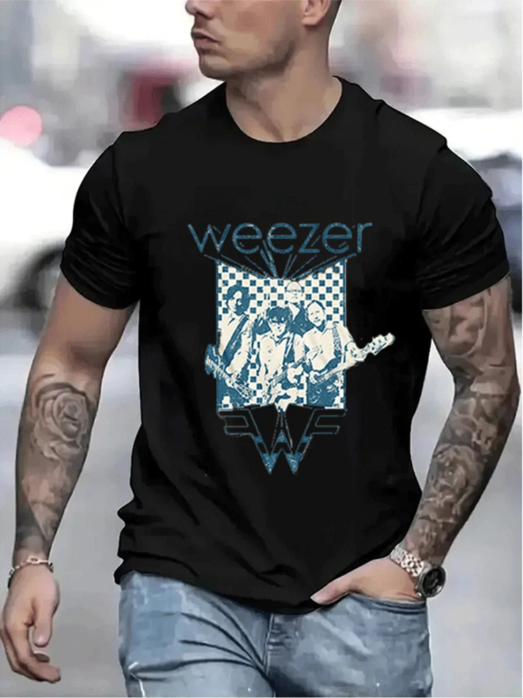 Weezer Tshirt Vintage Harajuku Tshirt Women Men Short Sleeve Casual Fashion O-neck Polyester Tops Trend Streetwear Unisex Tee