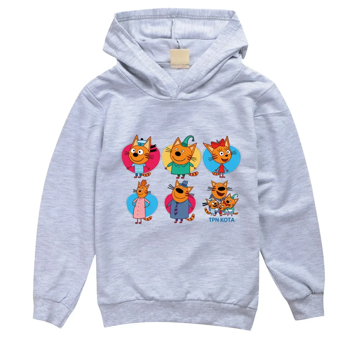 Minha família Três gatos felizes moletons, Casacos de algodão com capuz infantil, Roupas da moda para meninos e meninas, Russo