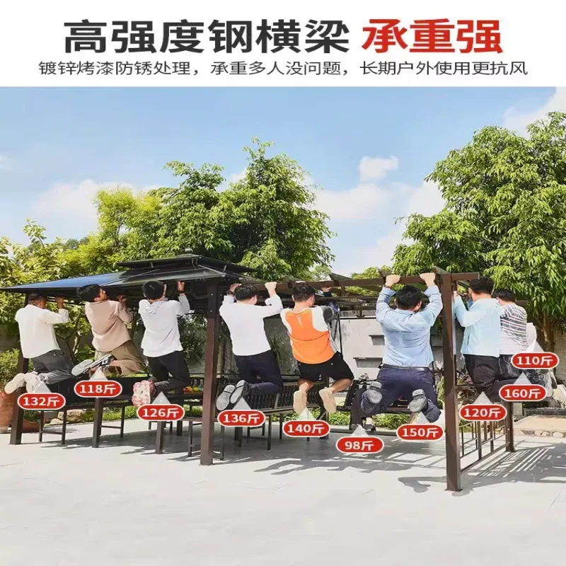 Outdoor Pavilion Courtyard Aluminum Alloy Grape Rack Preservative Wood Garden Pavilion Outdoor Open-air Balcony Climbing Vine Ra