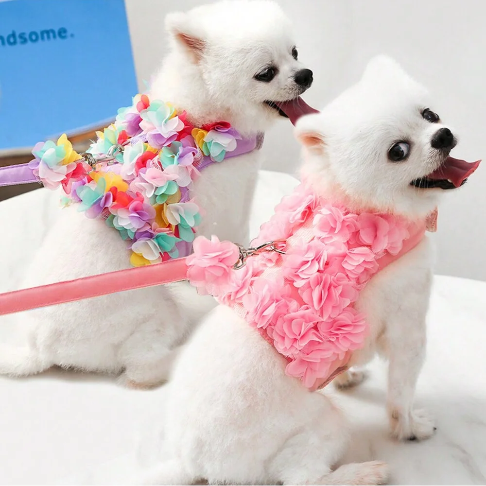 1set-Flower Princess Dog Dress, suitable for mini to medium-sized dogs, breathable and soft flower dog clothing