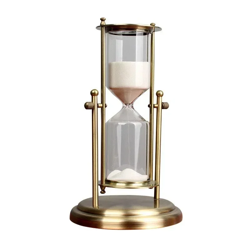 Rotating Crown Hourglass Timer Decoration with Advanced Creative Glass Flowing Sand Time Living Room Metal Hourglass Small Gift