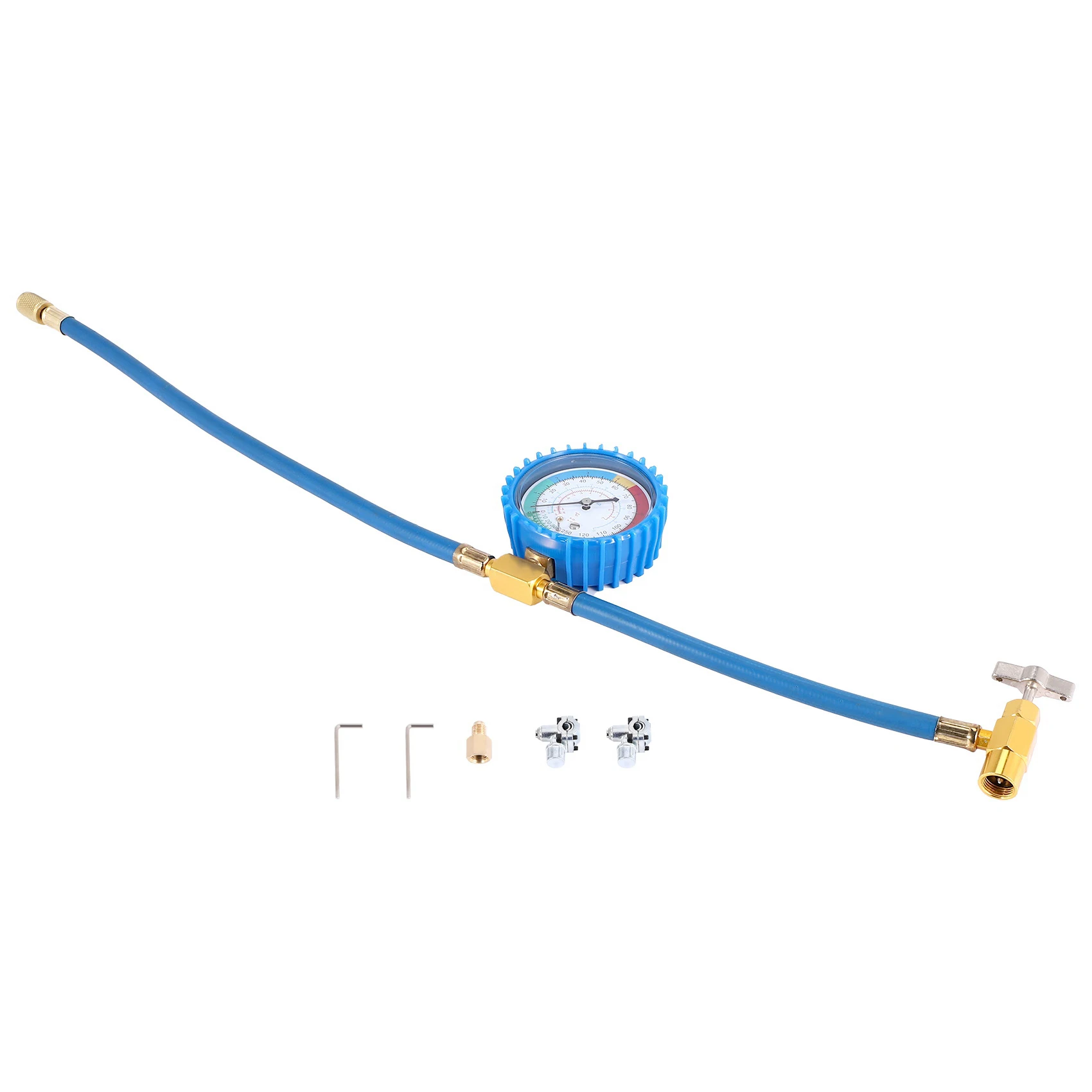 RA-R134A Refrigerator Freon Recharge Hose Kit, R134A AC Refrigerant Charging Hose Gauge, Piercing Valve Hose