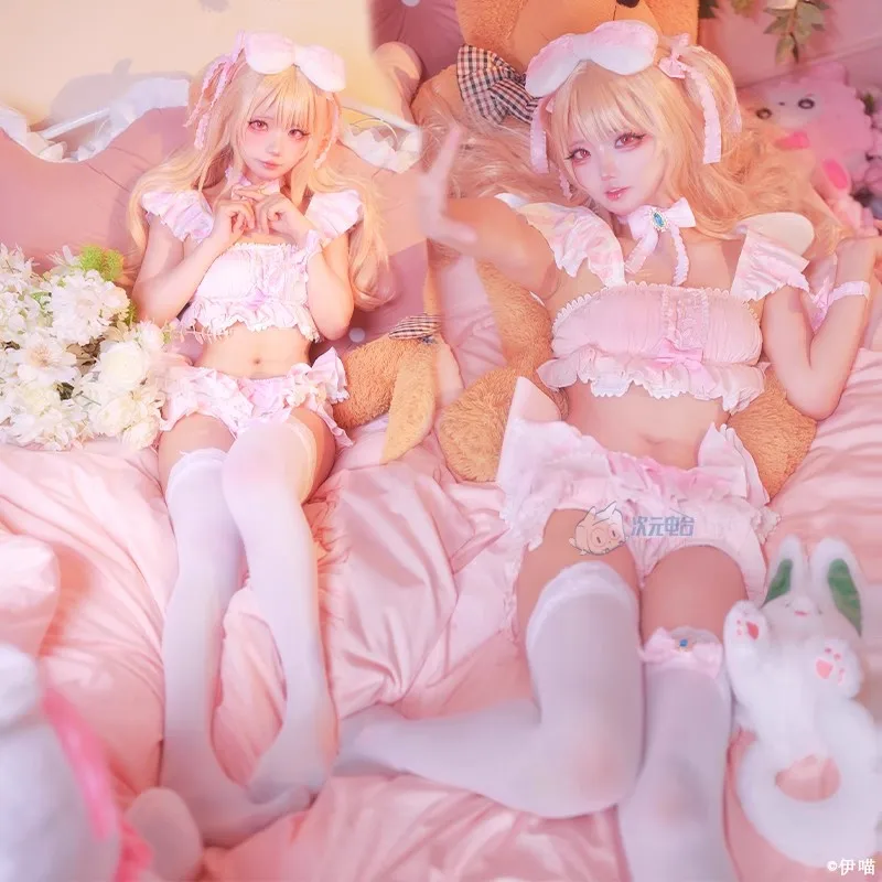 

Kawaii короткий топ и шорты с оборками, комплект с повязкой на голову и носками, карнавальный костюм Prisma Illya, аксессуары для Хэллоуина, реквизит для парика