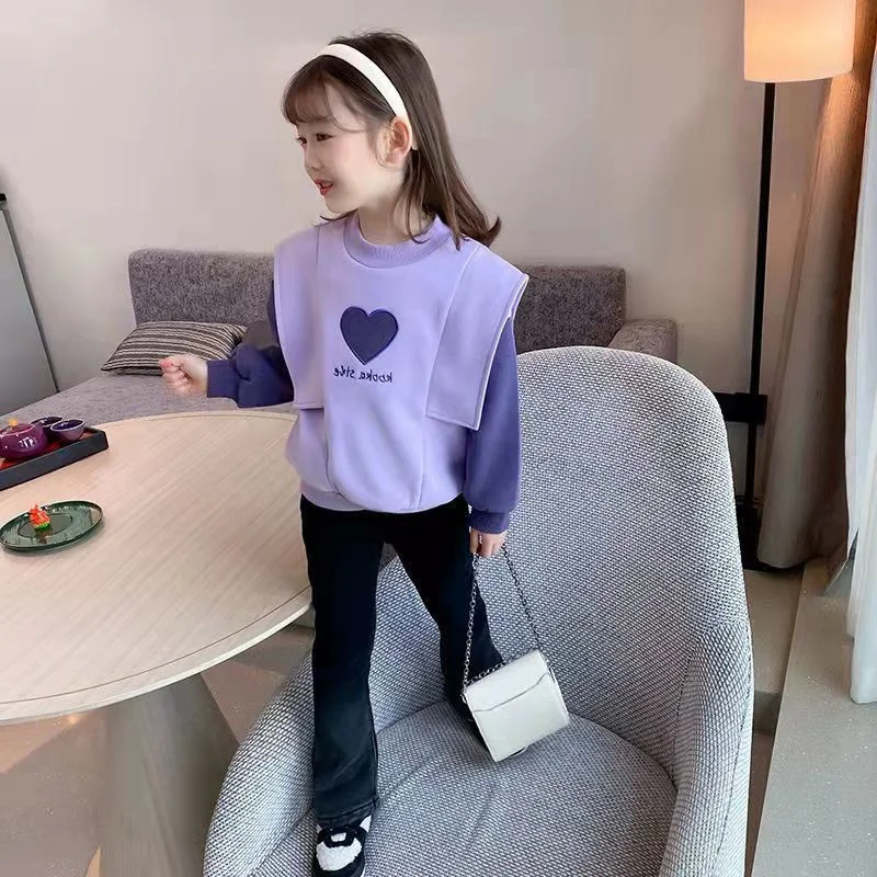 Girls' Hoodies Sweatshirts Jacket 2022 Sweetheart Spring Autumn Top Thicken Pullover Fleece Tops Cotton Toddler Pullover Baby's