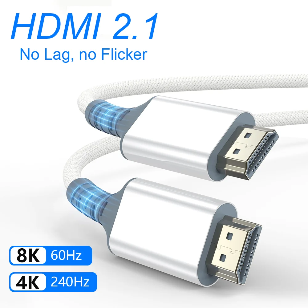 HDMI 2.1 Cable 8K@60hz 4K@240hz Ultra High Speed 48Gbps Support eARC/HDCP2.3/HDR10+ For TV PS5 Samsung Sony Projector Monitor
