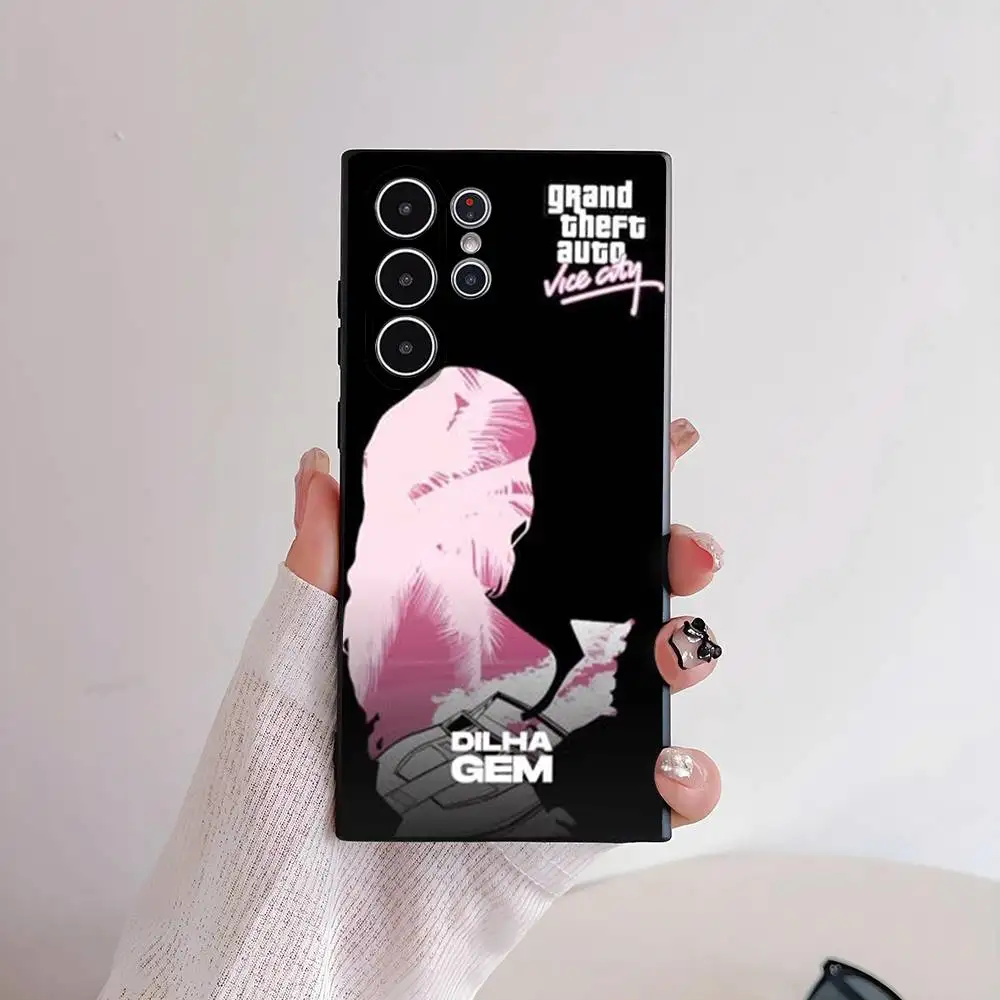 حافظة هاتف Game G-GTA 6 V-Vice City لهاتف سامسونج S series s20 s21 s22 s23 s24 FE Plus Ultra حافظة ناعمة وصديقة للبشرة