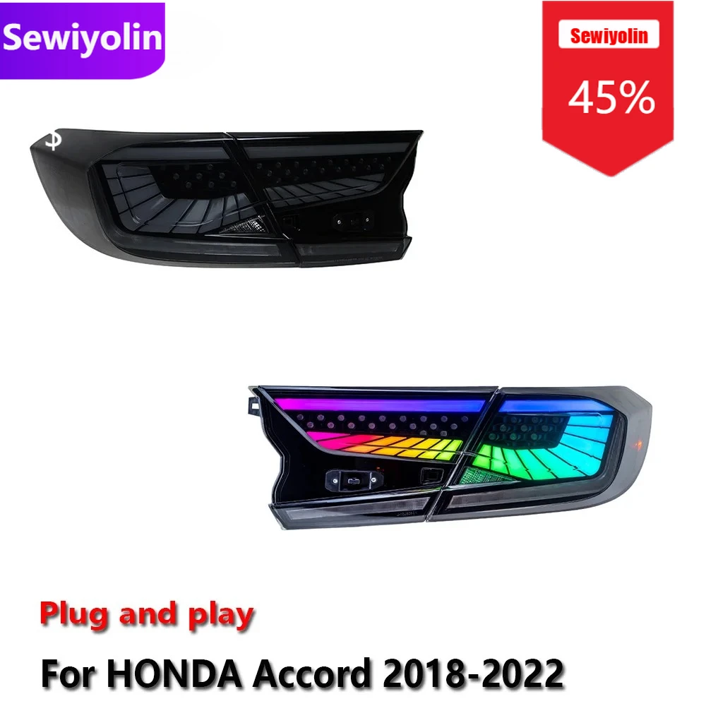 

Автомобильные светодиодные задние фонари DRL в сборе для HONDA Accord 2018-2022 RGB 10th Auto противотуманные DRL тормозные указатели поворота Plug And Play