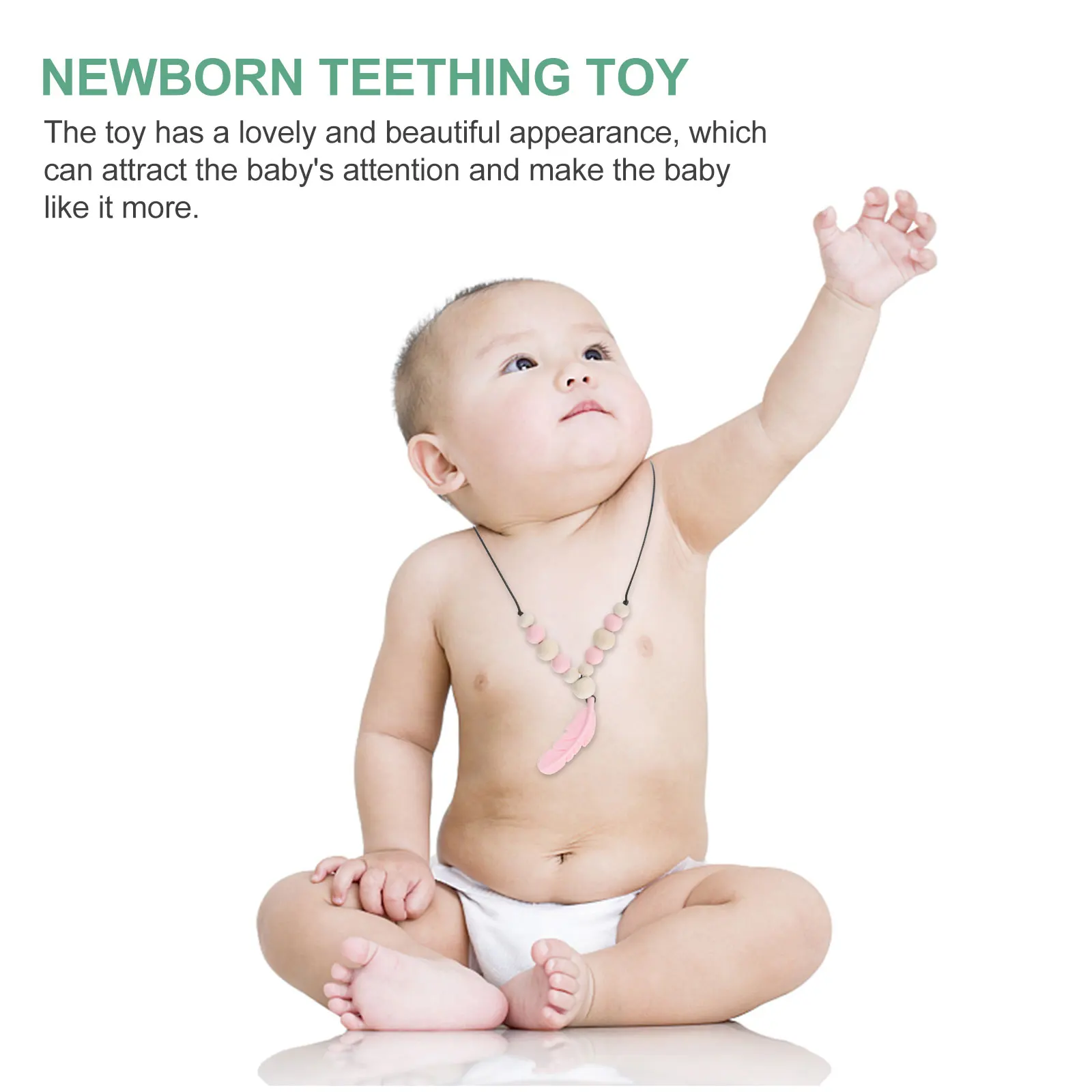 

Silicone Baby Teething Necklace Molar Infant Newborn Biting Durable Lightweight Chew Toddler Baby Shower Gift