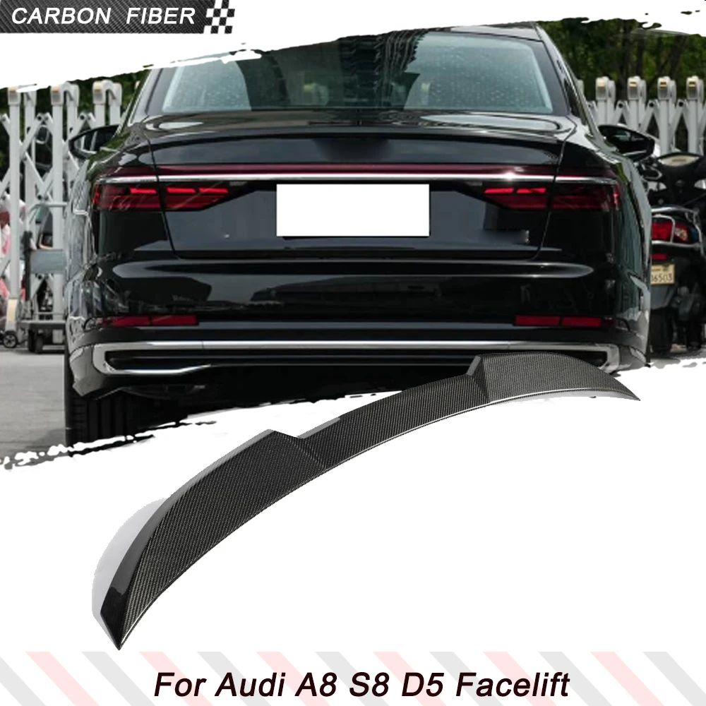

Carbon Fiber Car Rear Trunk Racing Spoiler for Audi A8 S8 D5 Facelift 2021-2026 Car Rear Trunk Boot Wing Lip Racing Body Kits