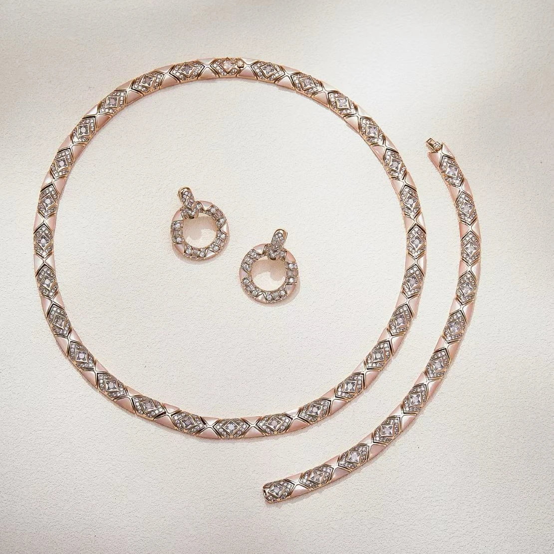 

EYER Luxury Fine Jewelry Set Inlay AAA Cubic Zirconia Champagne Gold Round Choker Necklace Earrings For Women Wedding Party Dres