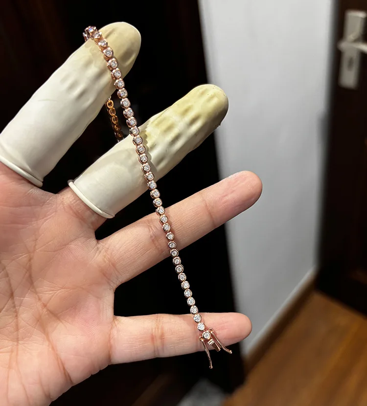 

Браслет-цепочка EUREKA с муассанитами 2 мм для женщин и мужчин, в стиле хип-хоп, с сертификатом GRA, из 100% стерлингового серебра с покрытием из белого золота 18 карат