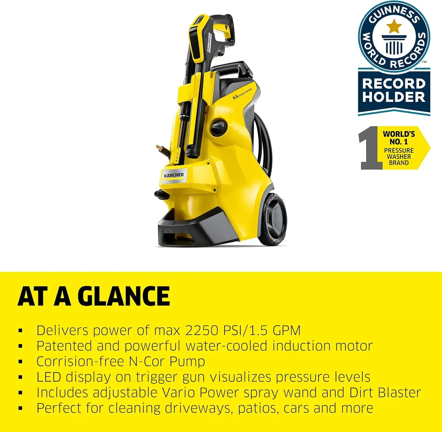 K 4 Power Control Max 1900 PSI Electric Pressure Washer withSpray Wands - 1.5 GPM