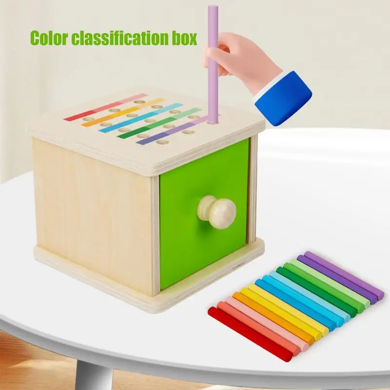 Juguetes de clasificación de colores, caja de clasificación de colores, juego sensorial de madera, actividades de aprendizaje preescolar, juguetes educativos, habilidades motoras finas para Bo