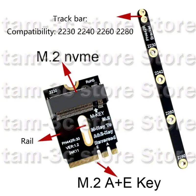 D0UA PCIE4.0 2230 A+EキーNVME拡張機能アダプター2230 2242 2260 2280ラップトップマザーボードのブラケットRisersカード