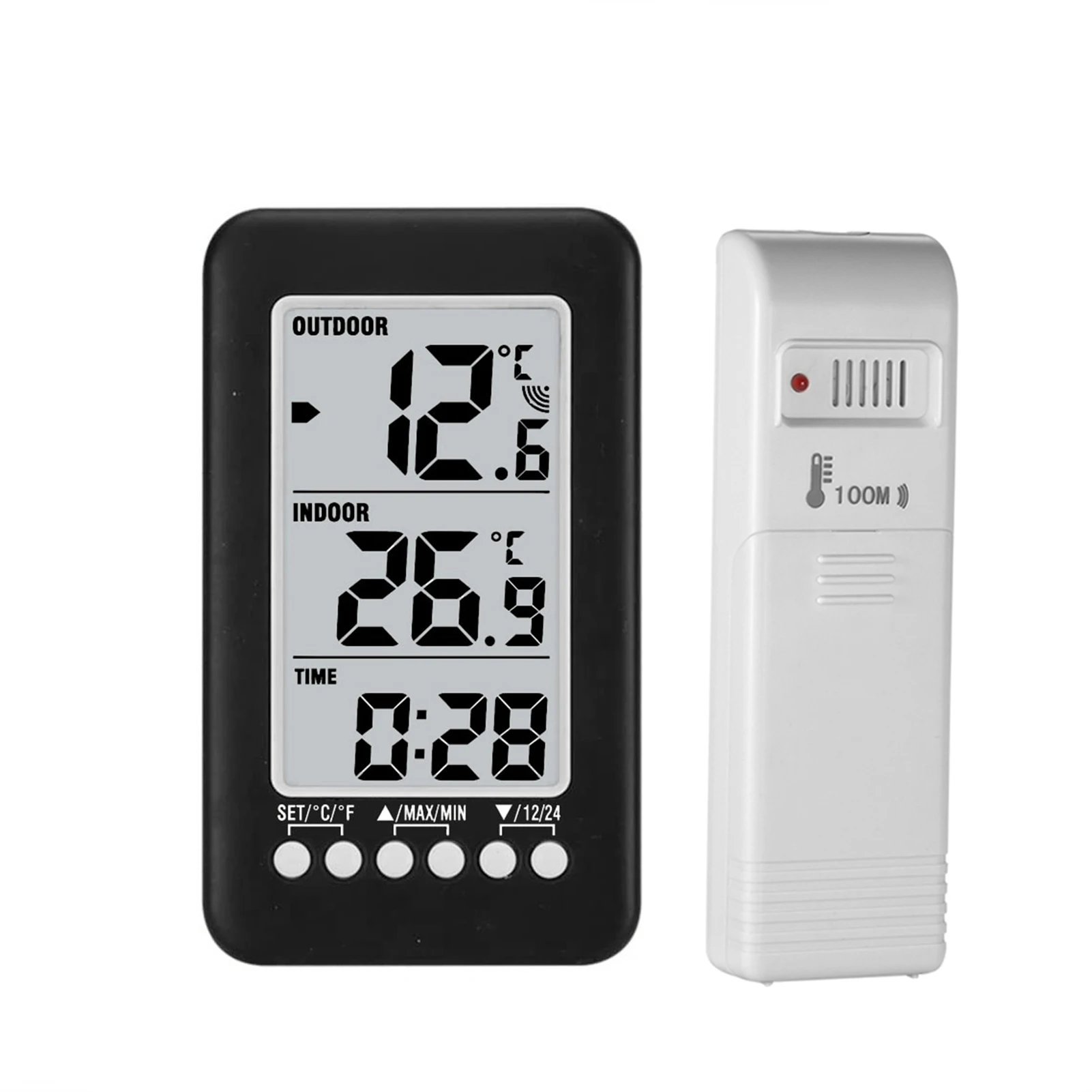 Indoor/Outdoor LCD Wireless Digital Thermometer Clock Temperature Meter Weather StationTemperature Tester Testing Tools