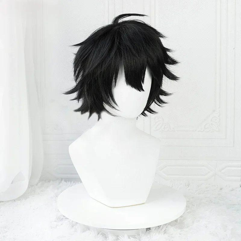 L.Lawliet Cosplay Wig L Cosplay Wigs 35cm Short Black Heat Resistant Synthetic Hair Man Halloween Party Wigs