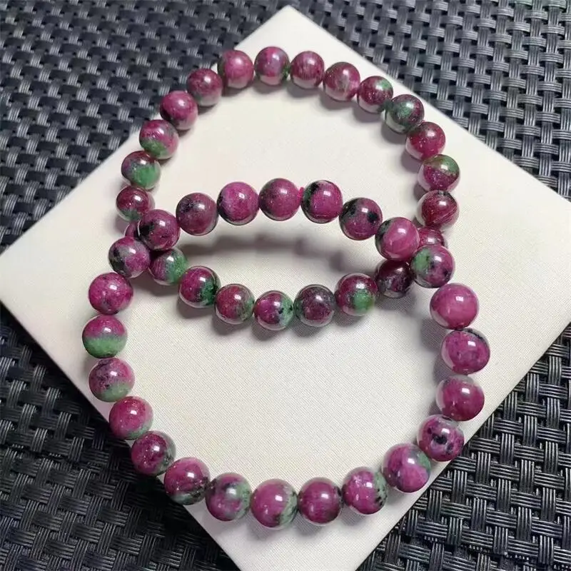 Natural Ruby In Zoisite Bracelet Fashion Crystal Gemstone Woman Amulet Jewelry Healing Healing Gift 8MM