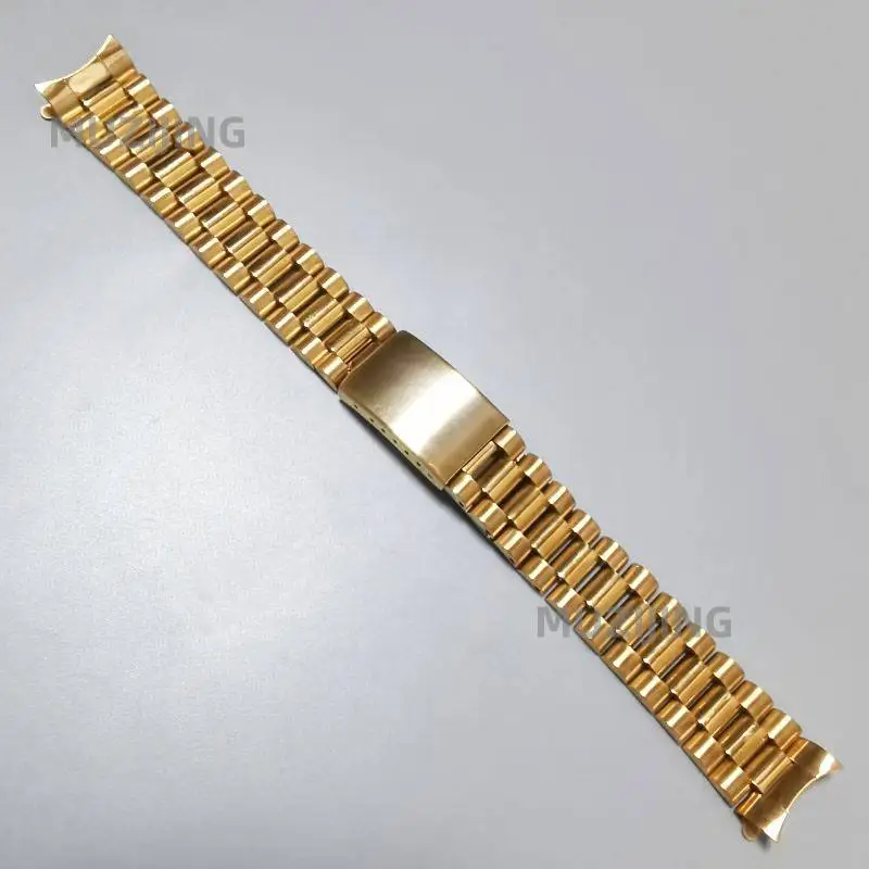 316L Stainless Steel Silver Gold Vintage President Curved End Watch Straps Bands Fit For RLX SKX Replace Bracelet