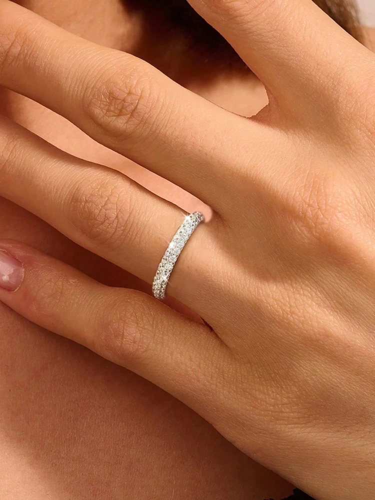 Women's 925 Sterling Silver Zircon Stackable Ring, Everyday Elegance