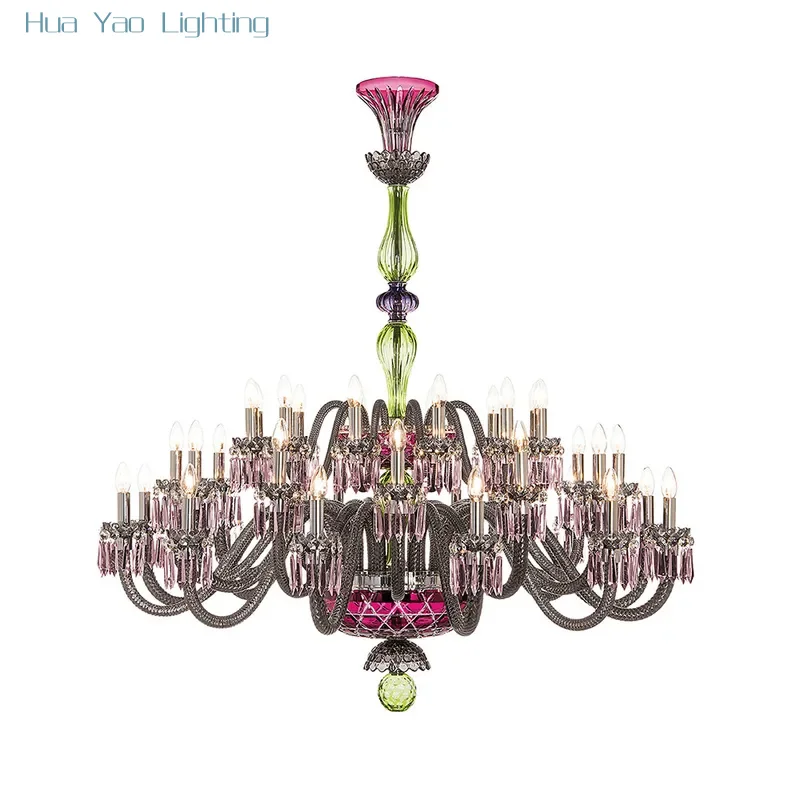 St Louis-candelabro de cristal grande, iluminación para vestíbulo, sala de estar, lámpara colgante dorada para pasillo, escalera, luz colgante de 36 cabezales