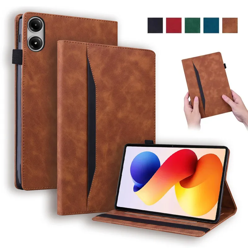 

Противоударный чехол из искусственной кожи для Xiaomi Redmi Pad 2 Pro 12,1 2025 12,1 дюйма с ремешком для захвата и слотами для карт